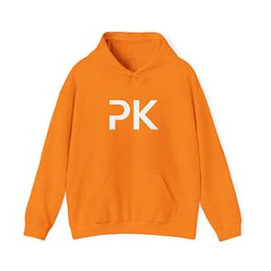 3079416245635398391_2048.jpeg Sweat à capuche minimaliste PrimeKick orange automnal avec logo centré.