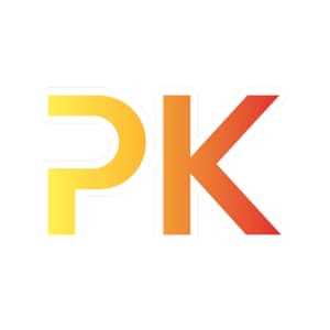 8692747735266700415_1200.jpeg Sticker personnalisé PK dégradé jaune et orange sur fond blanc avec finition brillante.