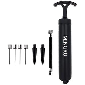 Pompe à ballon manuelle MINGRU noire avec tuyau flexible et aiguilles de rechange.