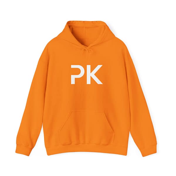 3079416245635398391_2048.jpeg Sweat à capuche minimaliste PrimeKick orange automnal avec logo centré.